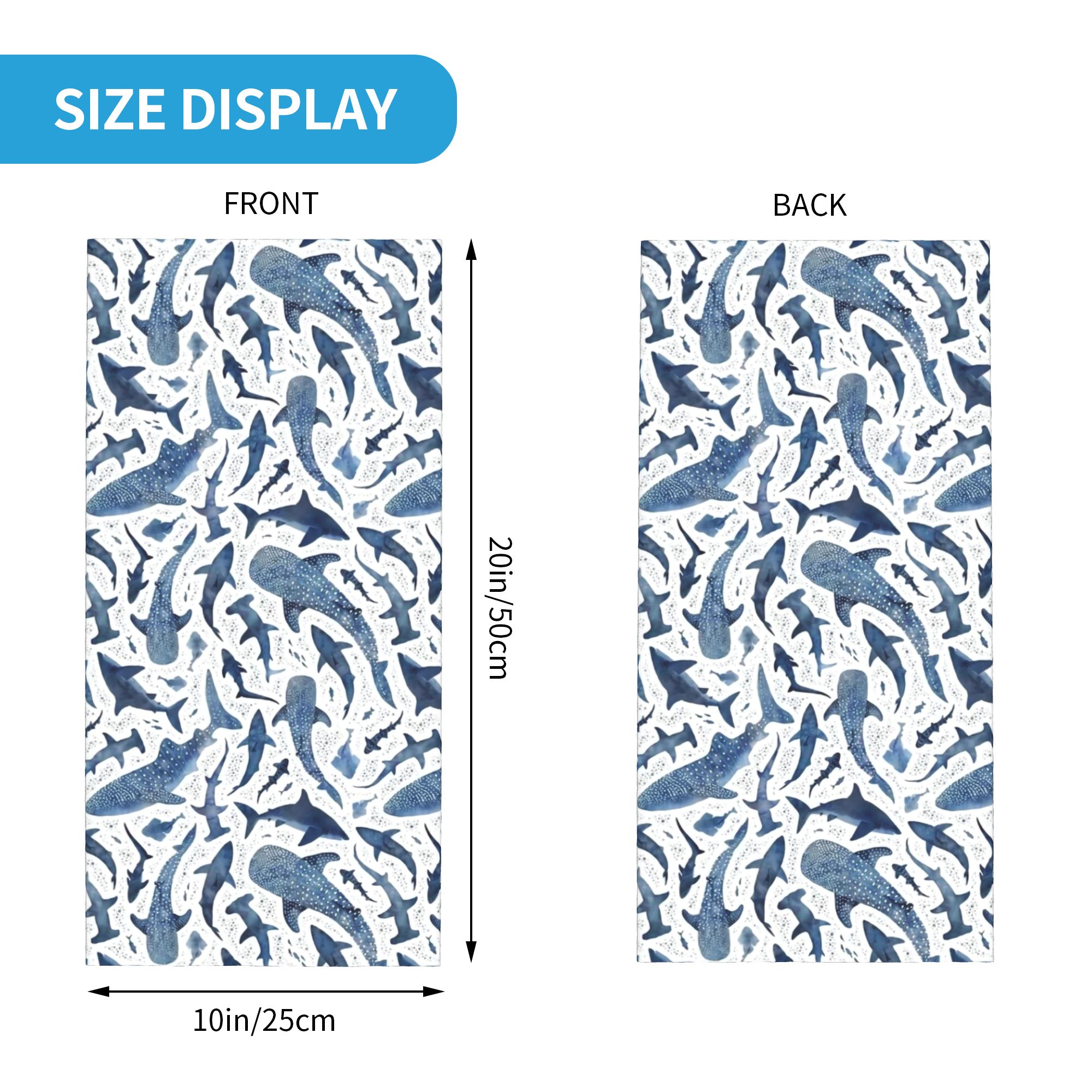 Custom Blue Watercolour Shark  - огляд і ціна Neck Gaiter Face Cover